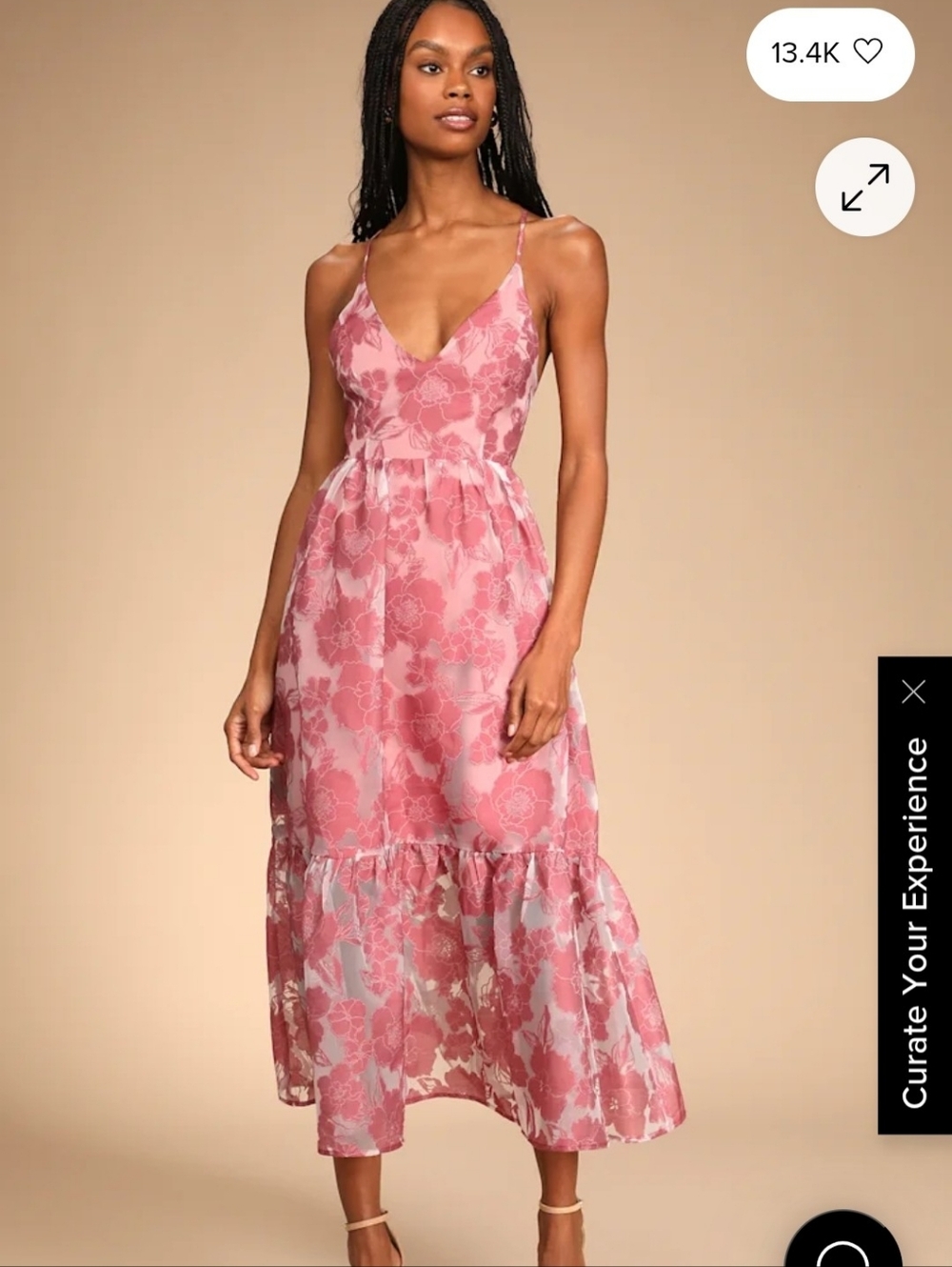 Lulu's Pink Floral Midi Dress